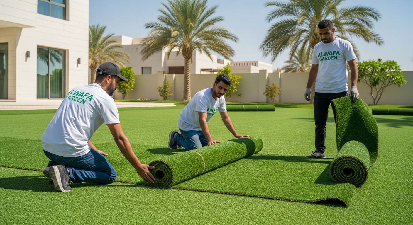 تنسيق حدائق الرياض بالعشب الصناعي