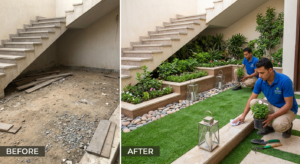 تنفيذ ديكور تحت الدرج بوحدات تخزين عملية